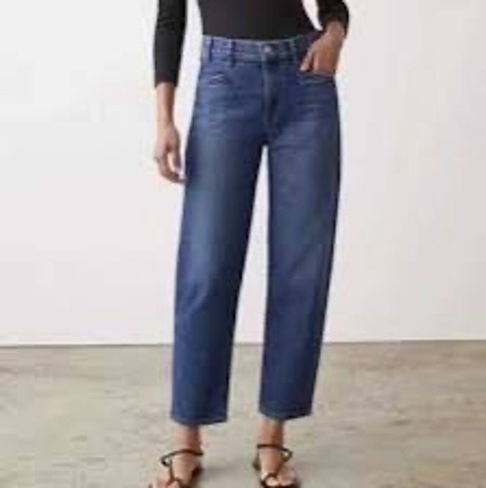 AYR The Beat Barrel Leg Size 27 Cropped Denim Jeans Minimalist Downtown Girl